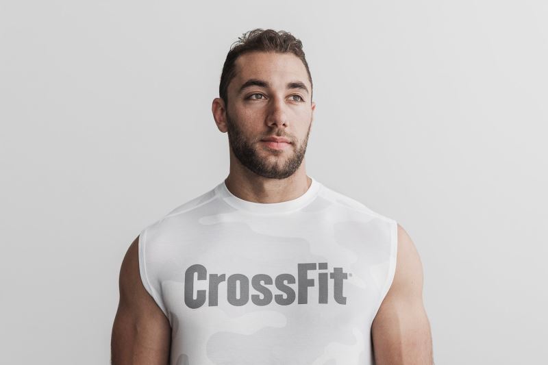 Koszulki Nobull Crossfit sleeveless Camo Męskie Białe | 037496-WQL